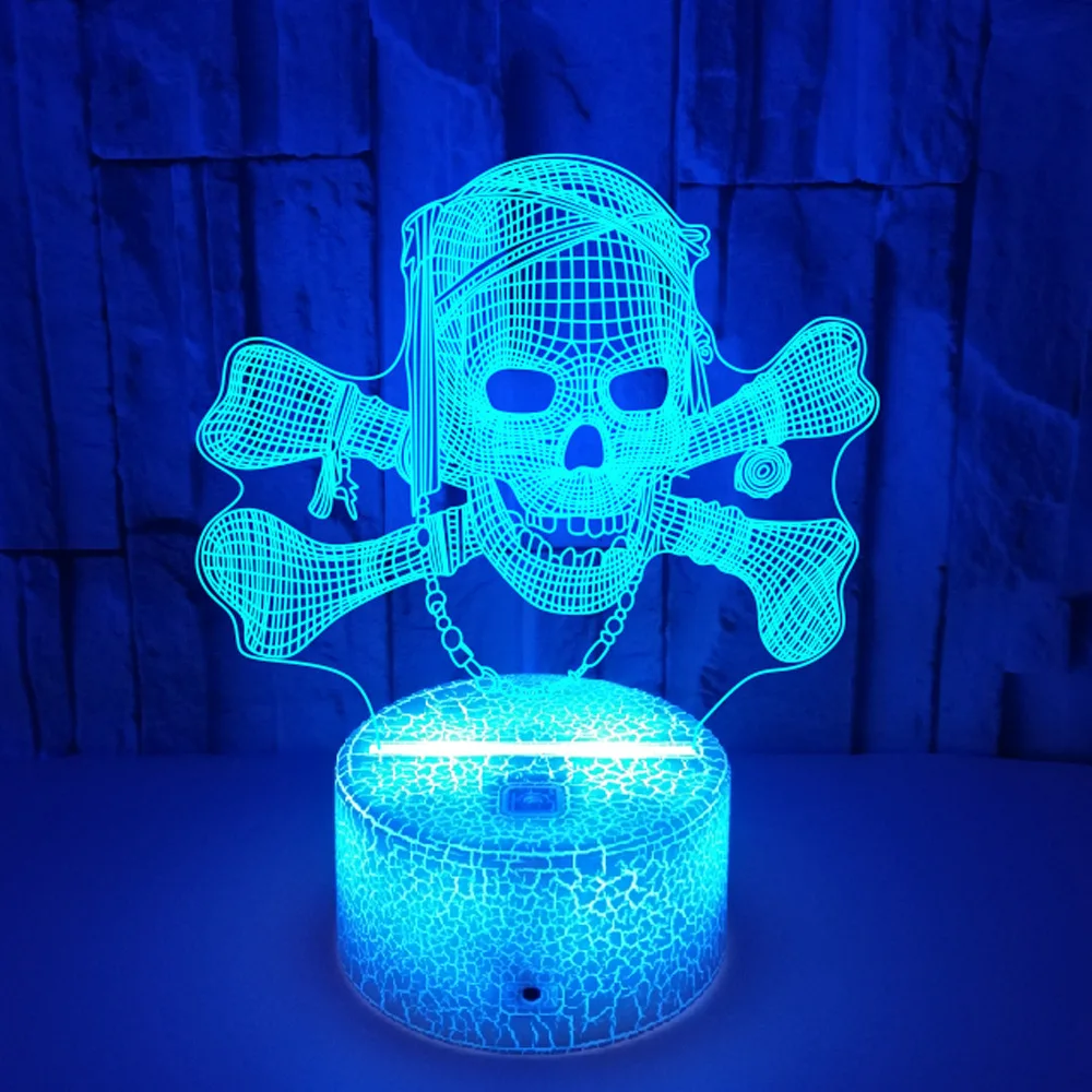 Nighdn Skull Night Light Bar KTV Decoration LED 3D Illusion Lamp Color Changing Atmosphere Lights Halloween Gift for Boys Men