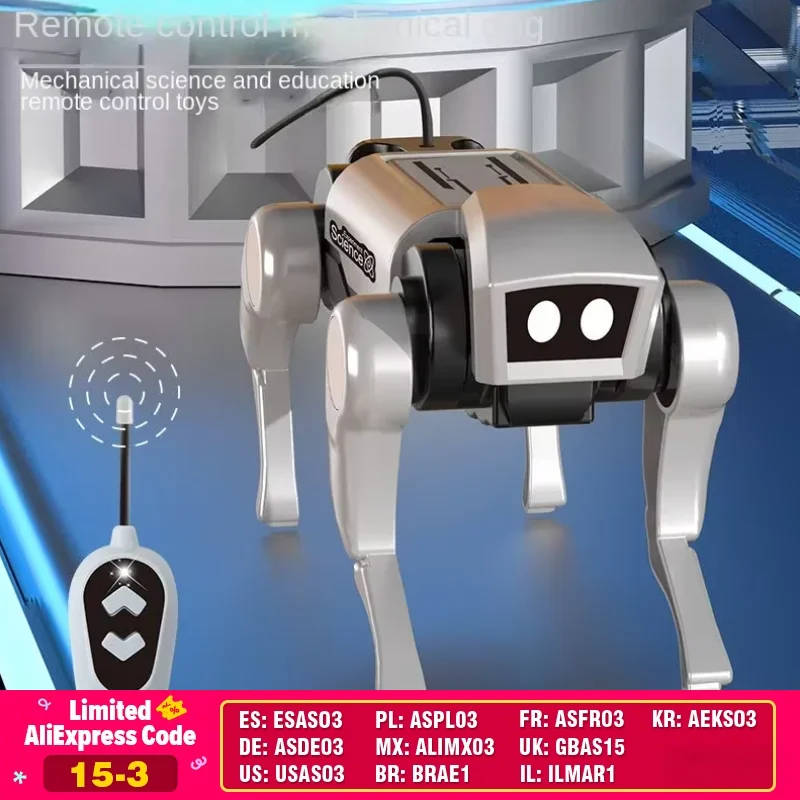 Diy Assembling Rc Robot Bionic Remote Control Mechanical Dog Stem Teaching Puzzle Educational Toy Plastic Model Kids Boys Gift