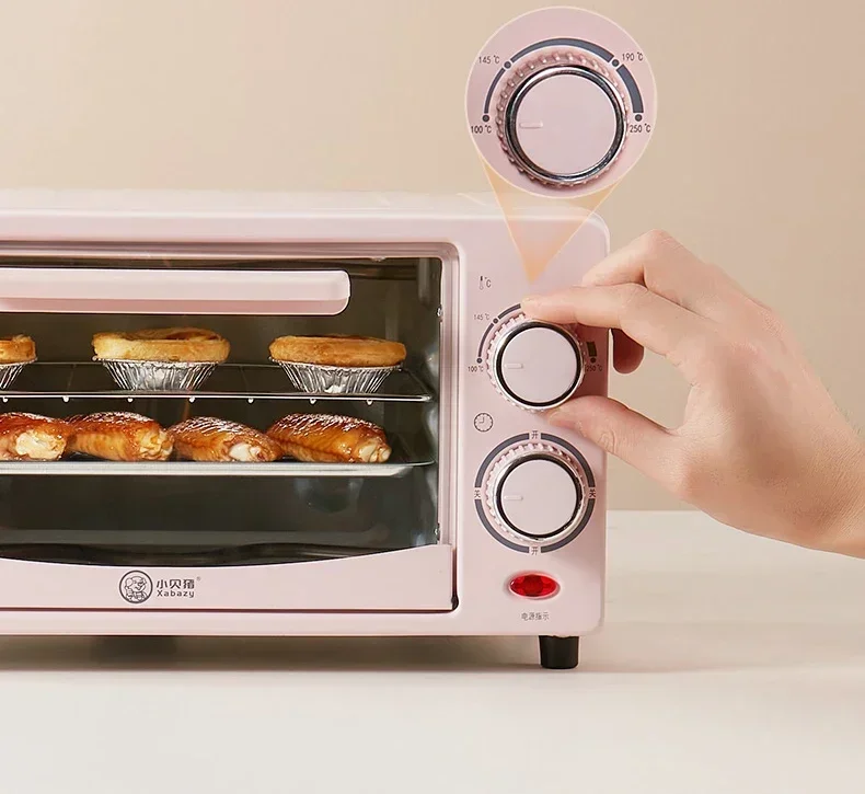 Piccolo forno multifunzionale per uso domestico: capacità 12 litri, forno di piccola capacità con controllo della temperatura del tubo superiore e inferiore