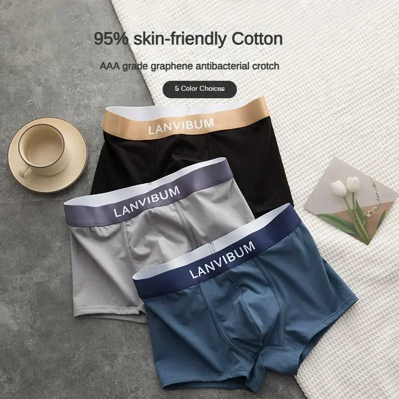 Men's Soft Cotton Boxer Shorts - Breathable Antibacterial Comfortable Underwear with Soft Crotch Protection Panties