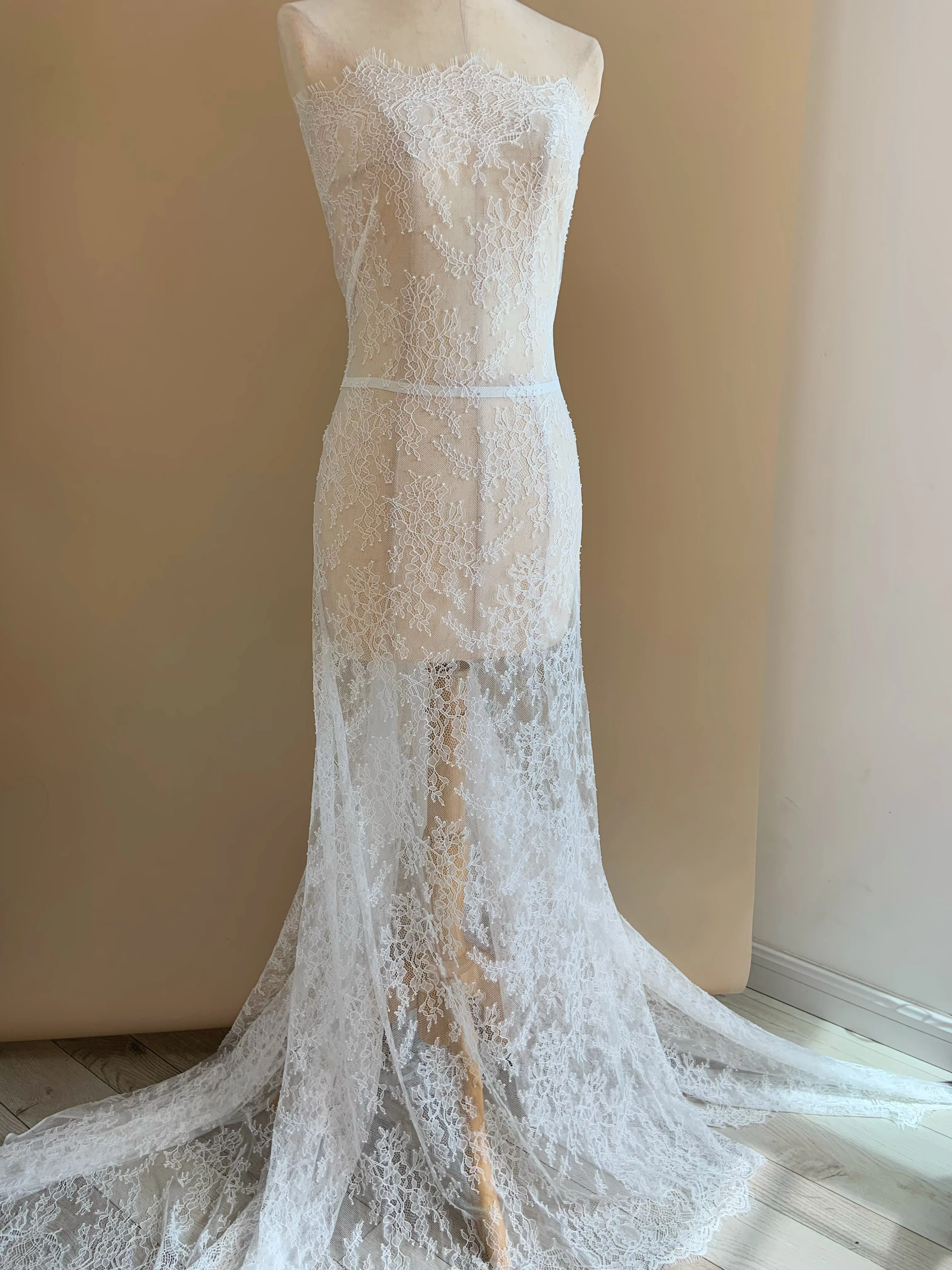 

3 ярда Off White Chantilly кружевная ткань ретро цветочный тюль марля для домашнего декора, вечерние сексуальная одежда DIY, свадебное платье, занавеска