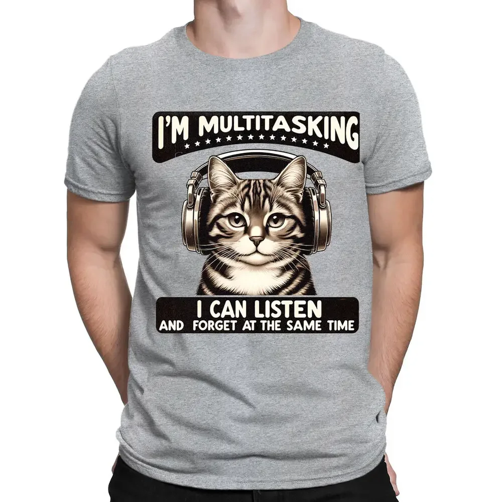 Multitasking Cat Animal Humor Quotes Joke Funny Mens Womens T-Shirts Tee Top#BAL