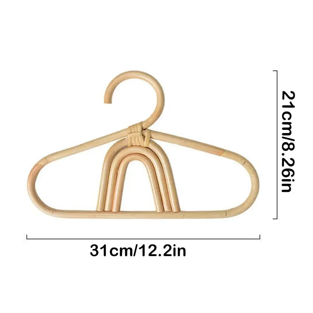 Kids Rattan Hanger Rainbow Moon Shape Garments Hanger Hat Wall Hooks Room Kids Drying Rack Organizer Hook Children\'s Hangers