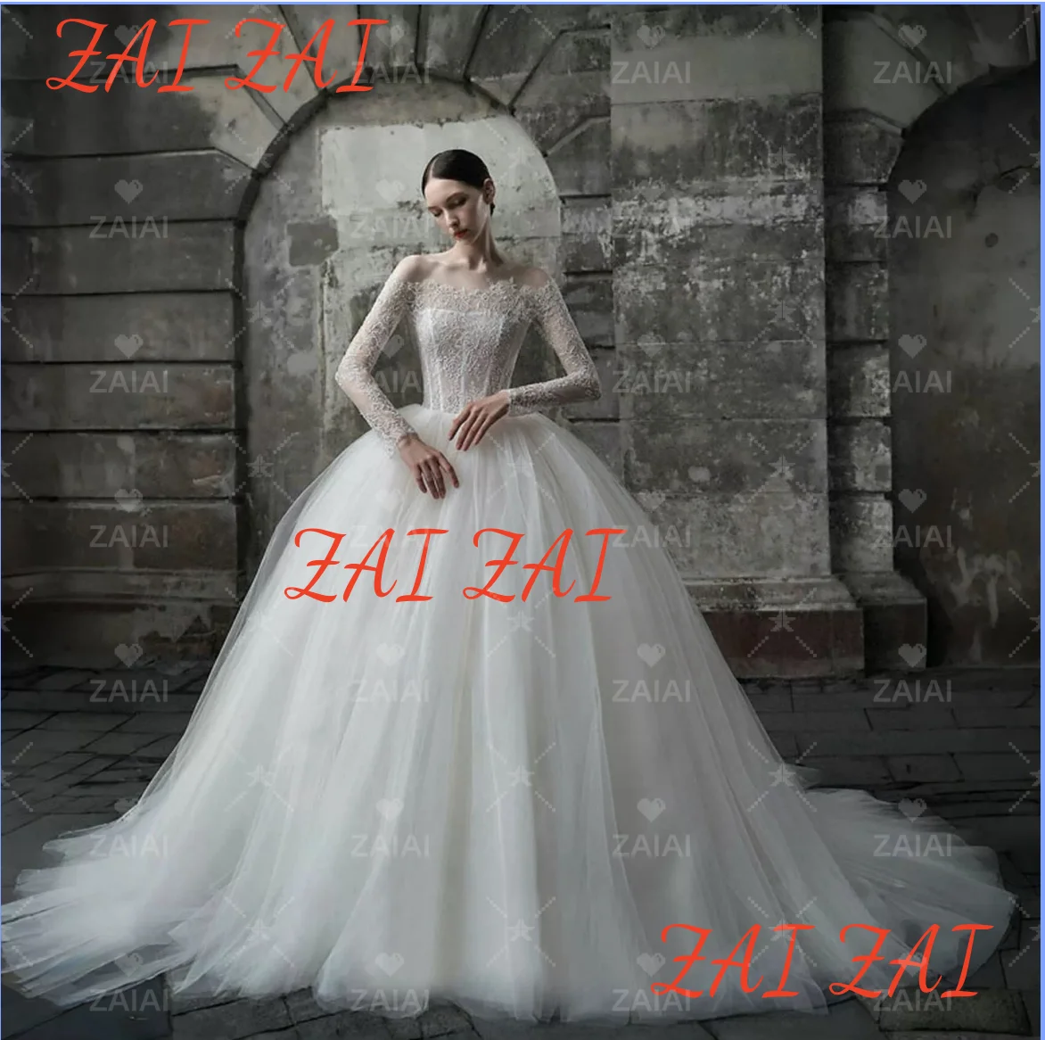 

Customized Sweetheart Long Sleeve Ball Gown Wedding Dress Tulle Lace Wedding Gown Ball Gown Wedding Dress Vestidos De Noiva