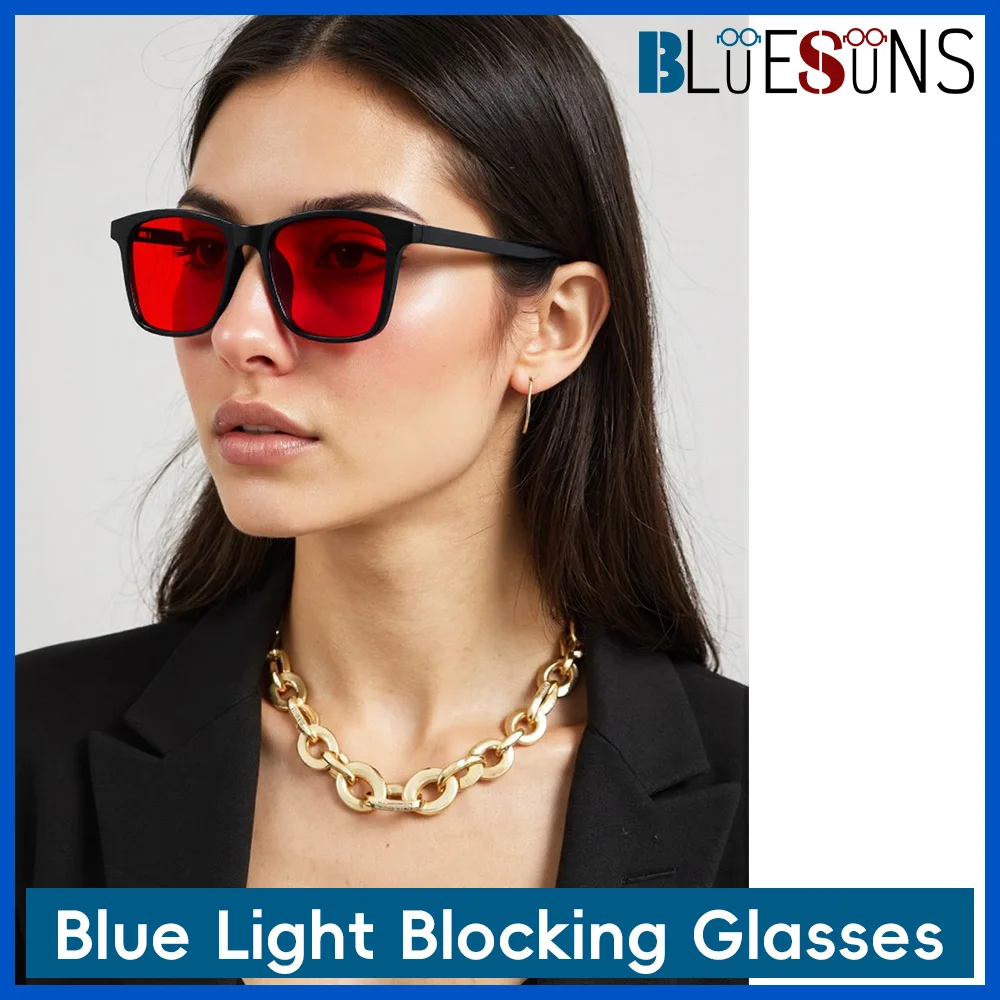 Novos óculos de bloqueio de luz azul com lentes vermelhas e laranja para proteção contra a fadiga e design moderno para usar durante jogos