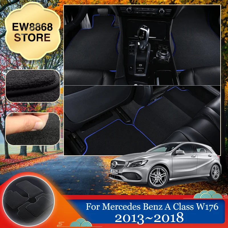 Car Floor Mat for Mercedes Benz A Class W176 160 180 250 2013~2018 Auto Foot Cover Carpet Parts Pad Rug Custom Panel Accessories