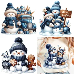 Merry Christmas Snowman Iron-On Heat Transfer Patch Sticke Decals T-shirts Sweatshirts Bags Clothing Fabric Winter Xmas Decor