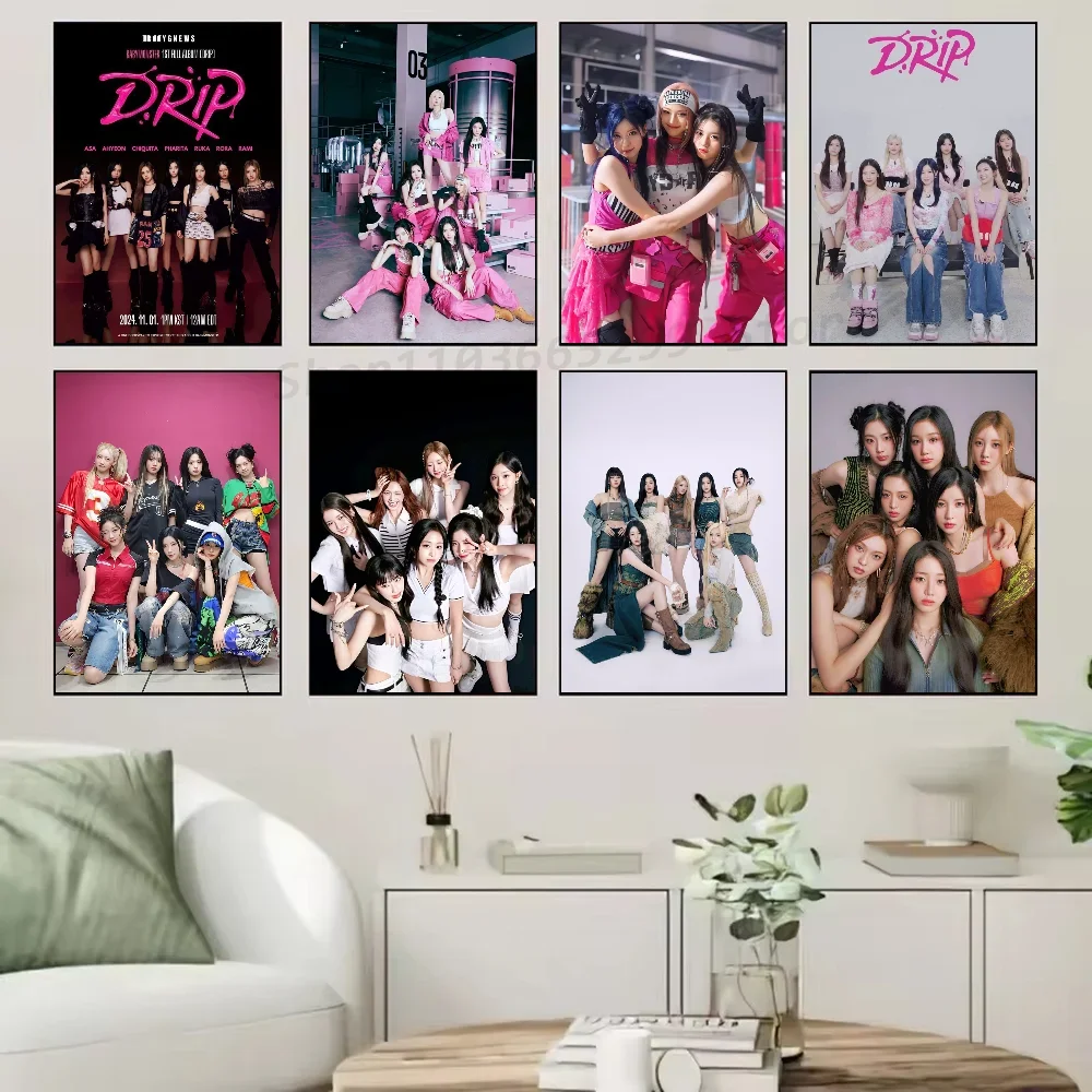 1pc Kpop Babymonster Poster Self-adhesive Art Waterproof Paper Sticker Coffee House Bar Room Wall Decor