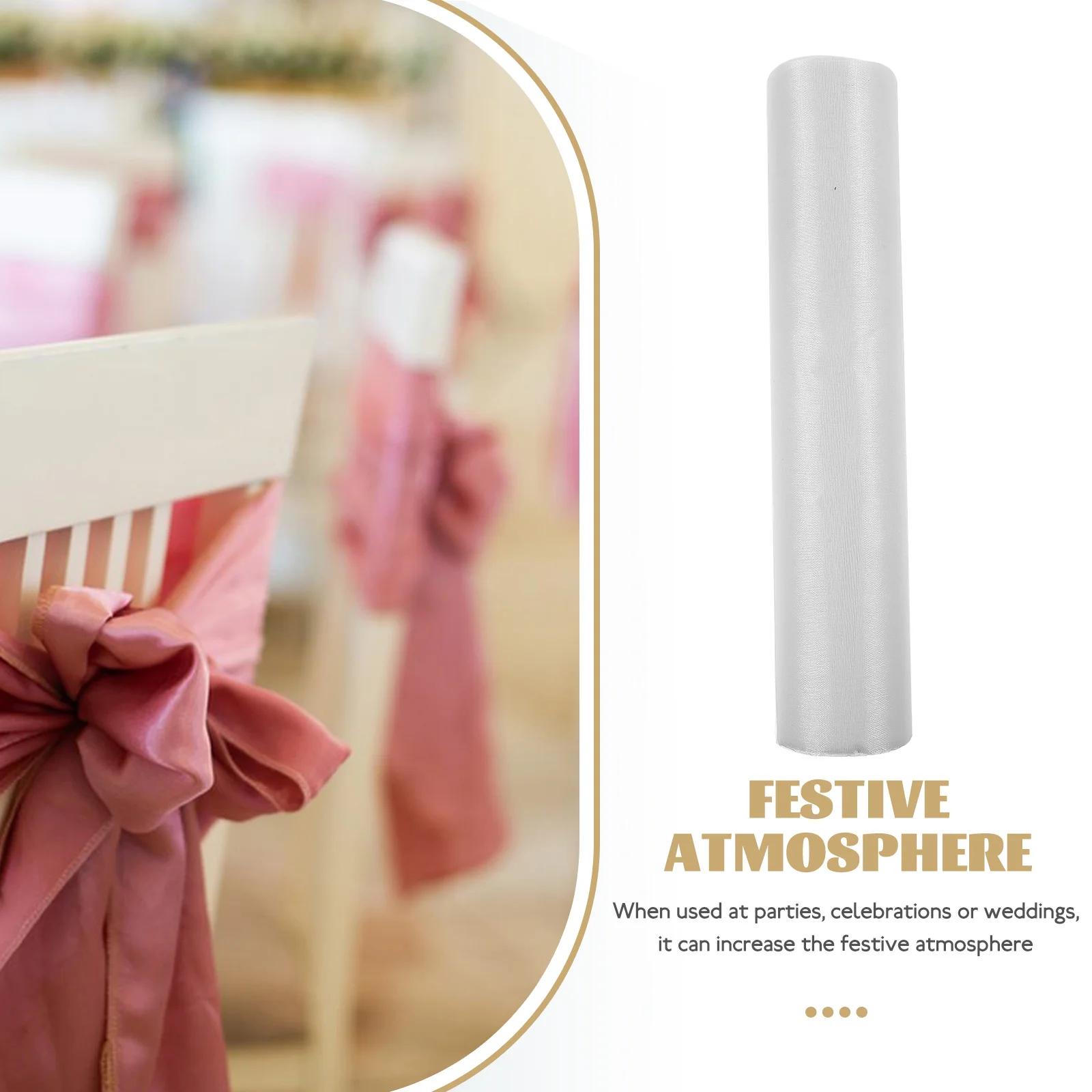 

28.5 Yard White Tulle Fabric Roll 11.42 Inch Wedding Mesh Ribbon Chair Back Gift Wrapping DIY Accessories