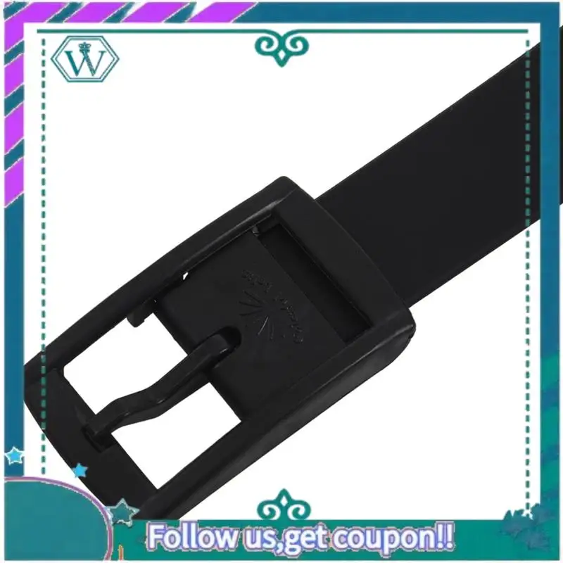 เข็มขัดซิลิโคน A09P 4X สำหรับผู้ชายและผู้หญิง หัวเข็มขัดพลาสติกยาง แบบหนังเรียบ ปรับได้ - สีดำ