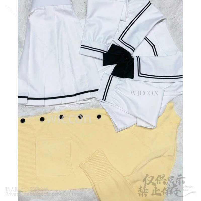 Muko Aoi MIYUKI JK 교복 스웨터, 원피스 가발, Galgame 코스프레, You Me and Her: 러브 스토리 코스튬 애니메이션 맞춤형