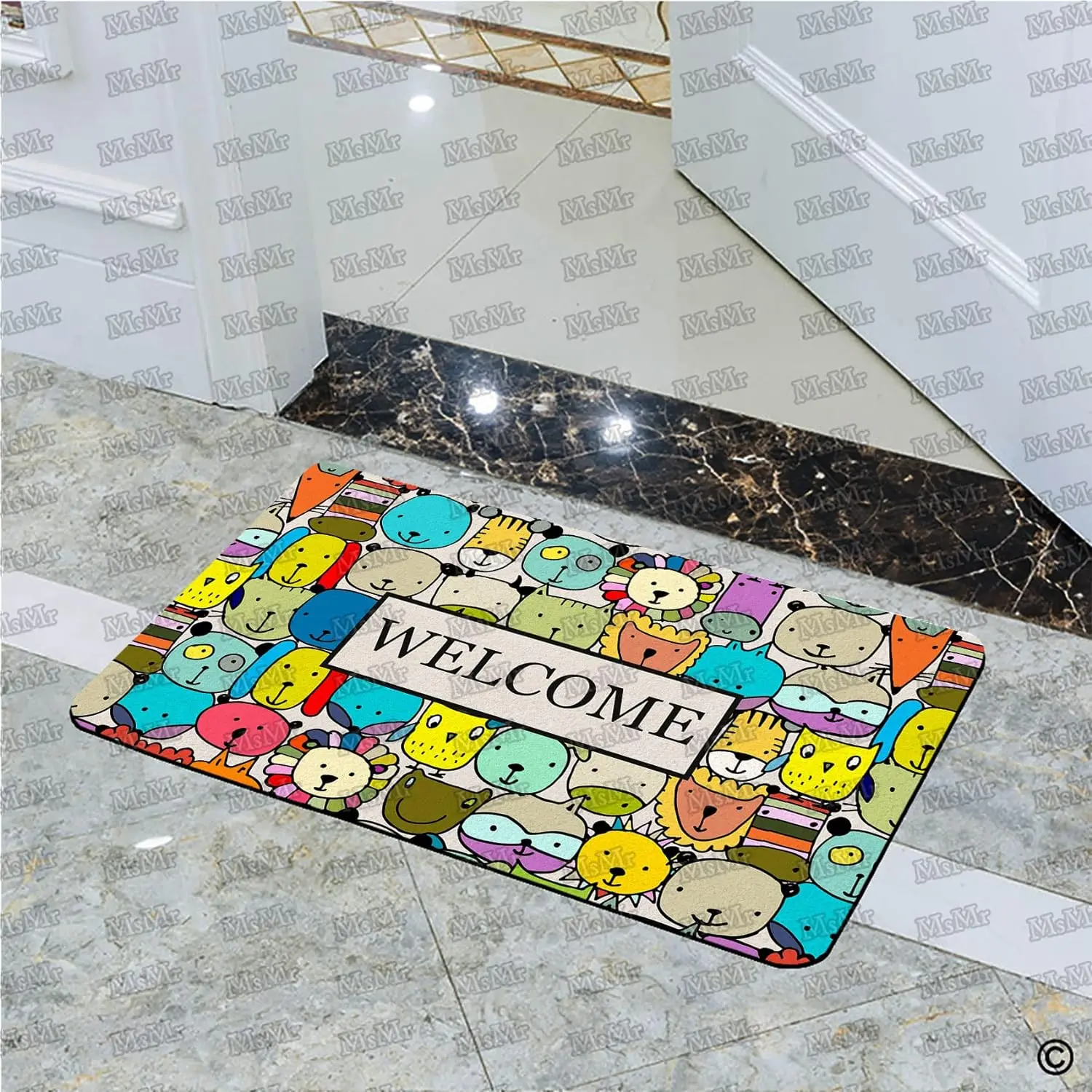 Animal Cartoon Door Mat Waterproof Rubber Non Slip 발매트 Carpet Entrance Doormat Outdoor Foot Floor Mat Entryway Rug Room Decor