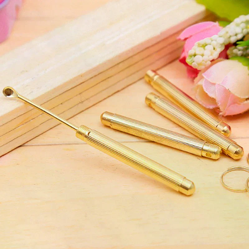 

Folding Type Golden Mini Ear Cleaner Portable Ear Wax Removal Tool Nettoyage Oreille Earpick Ear Spoon Attached Key Ring Keyhole