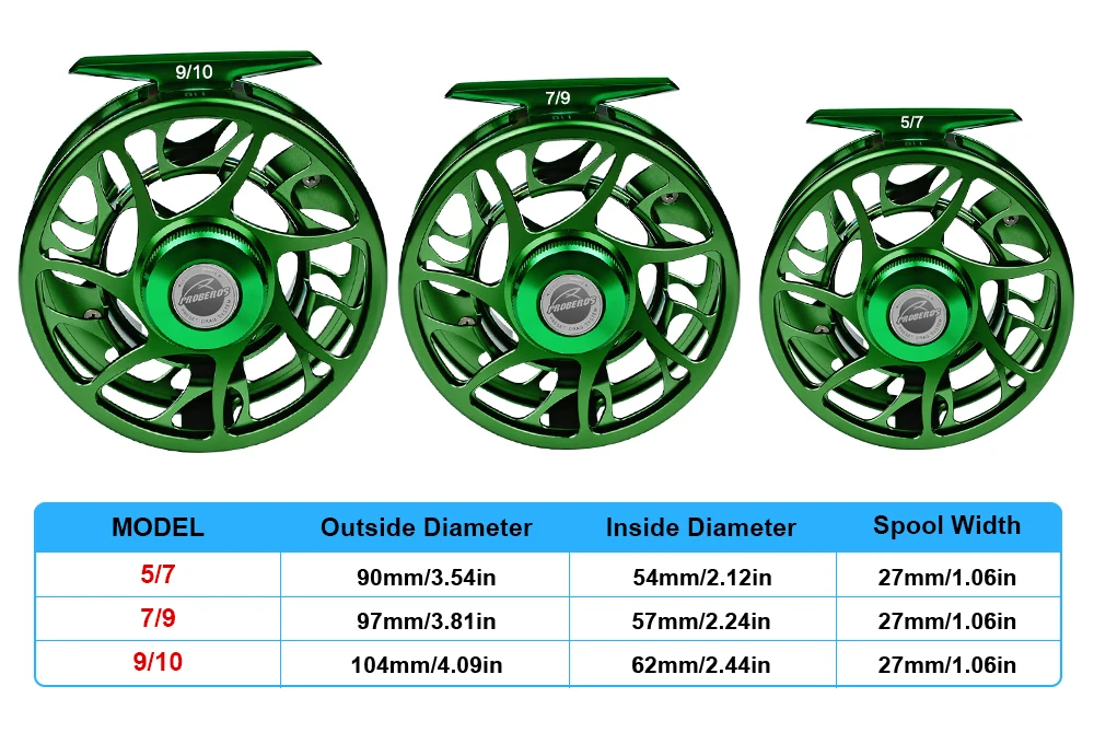 PROBEROS 3+1BB Fliegenfischen Rad 3/4-5/6-7/8 GEW Fliegenfischen Rolle Aluminium Fliegenrolle CNC Maschine Geschnitten Große Dorn Druckguss – Detail 1