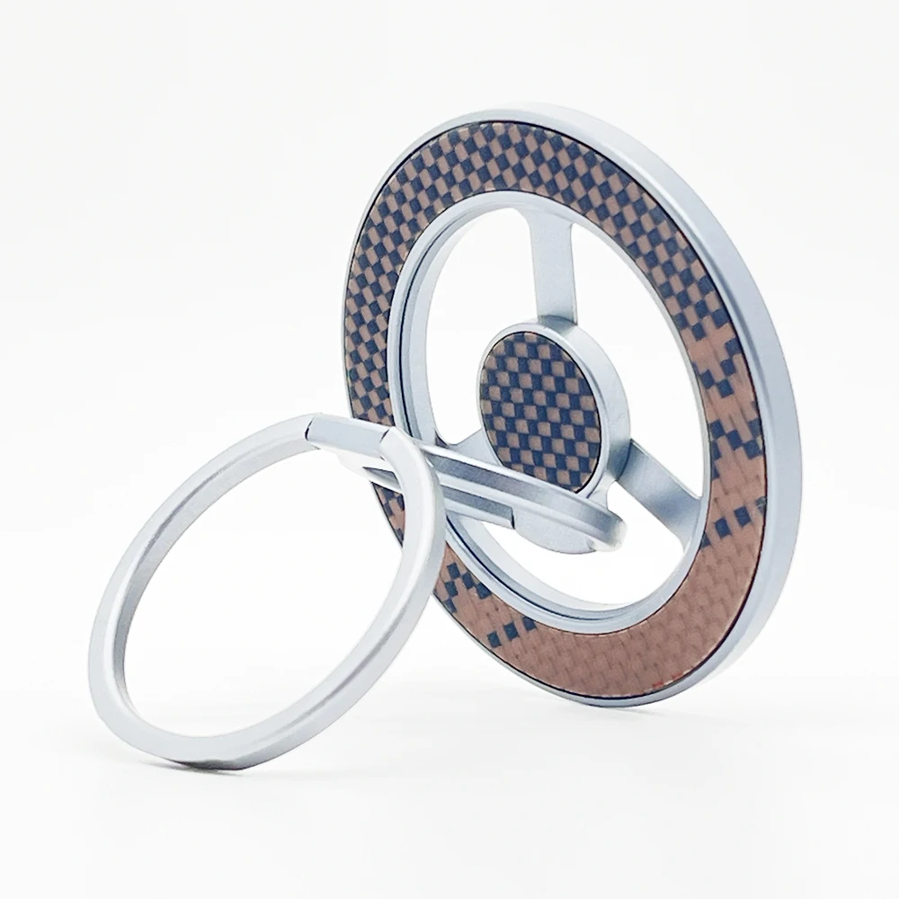 

botnax Magnetic Stand Ring 360° Rotating Phone Holder Foldable Metal Bracket Compatible Magsafe Kevlar Carbon Fiber Universal
