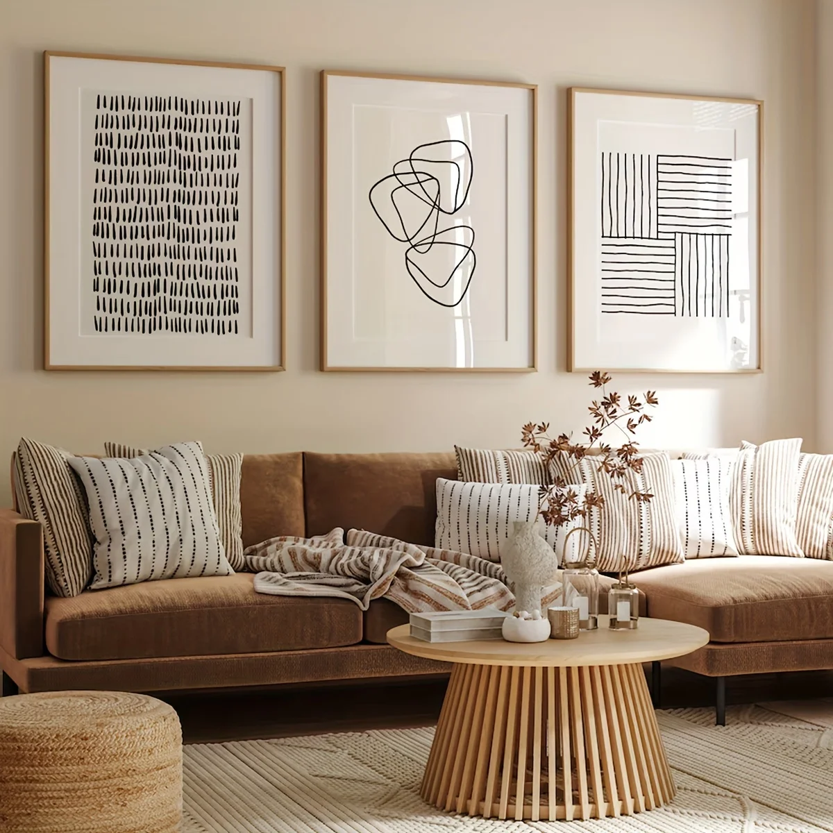 3pcs frameless Canvas Painting 3pcs/set Black and White Line Abstract Canvas Print Poster Modern Minimalist Gallery Art Print Li