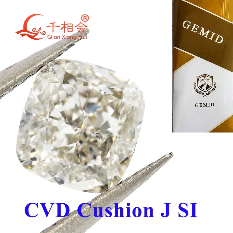 CVD diamond J  white color 1ct -1.637ct VS1 to SI  clarity cushion shape Cut GEMID certificated lab grown diamond loose stone