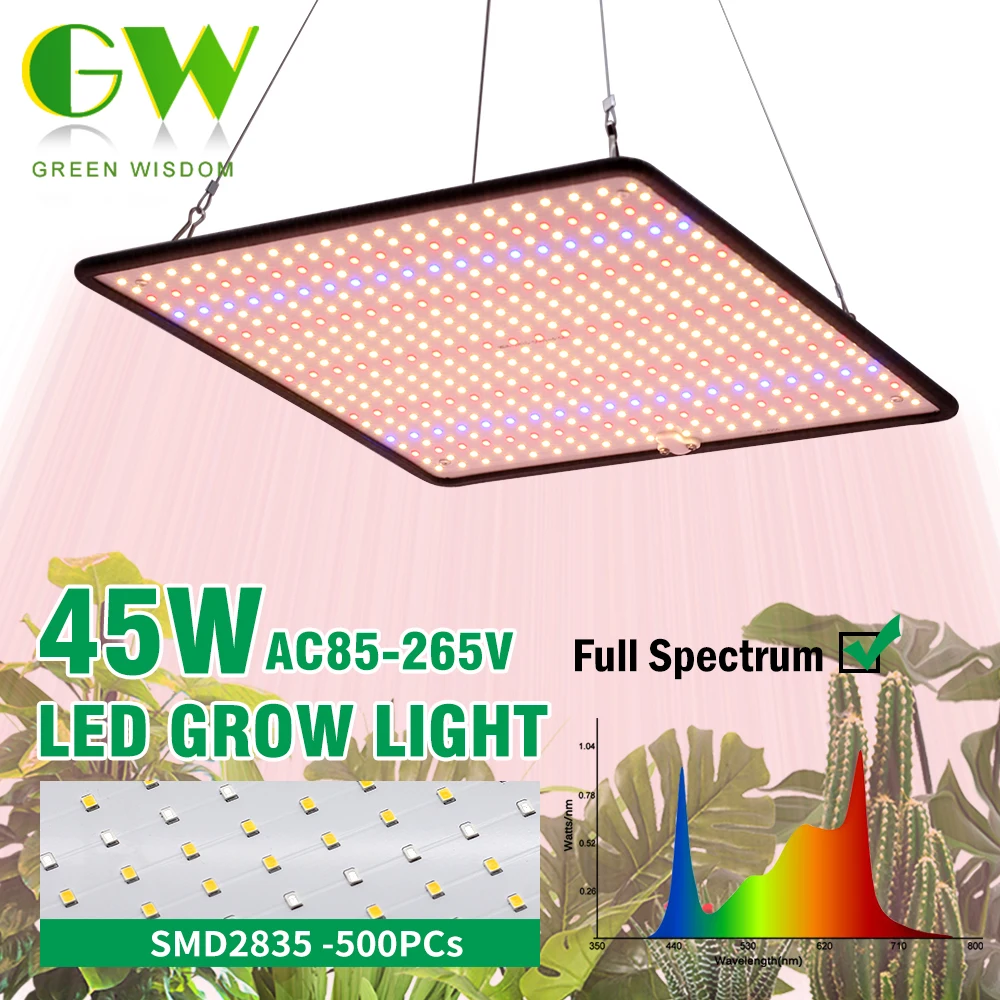 45W AC85-265V corps de lampe en aluminium spectre complet éclairage grand angle SMD 2835 professionnel élèvent la lumière LED puce LED élèvent la lumière