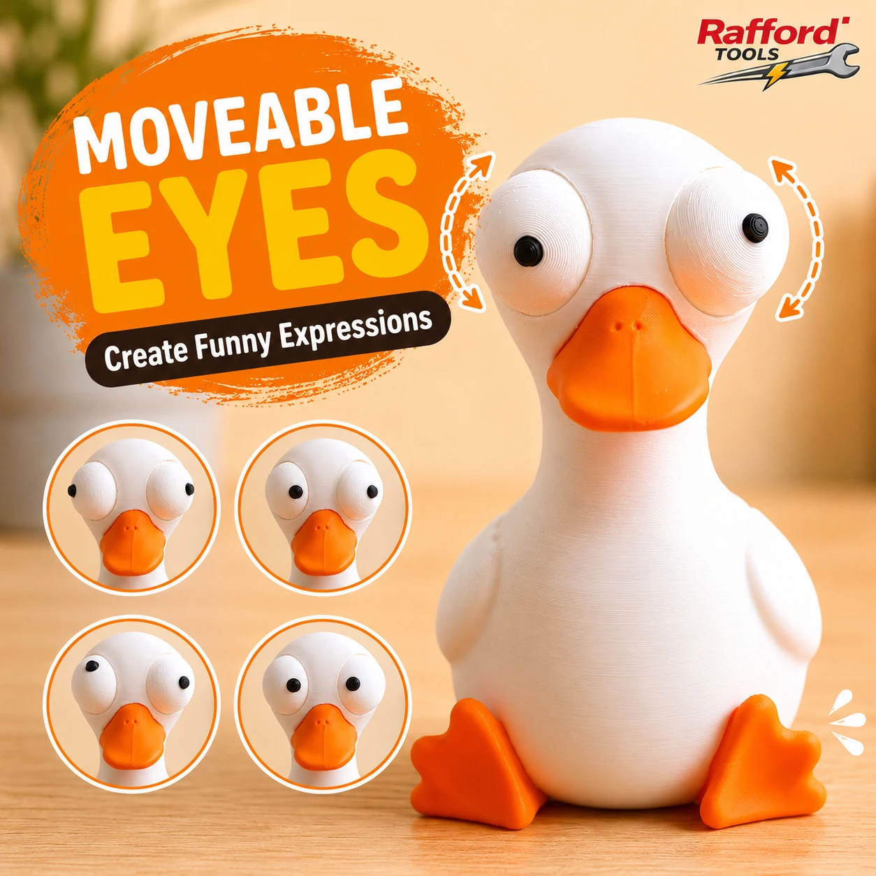 Rafford Funny Goofy Goose Desk Toy with Moveable Eyes  Cute Duck Figurine Desktop Decor Stress Relief Gift