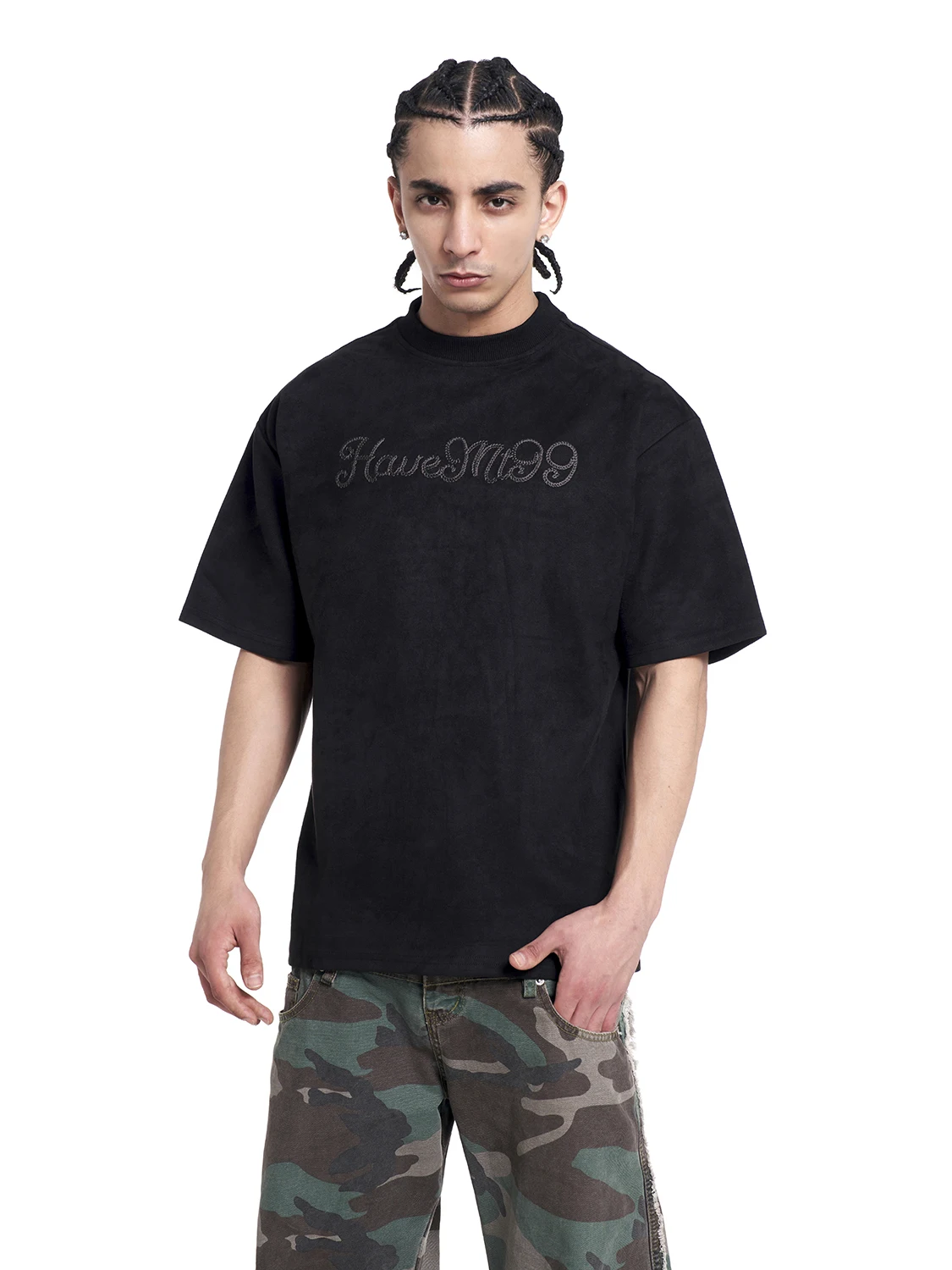 

Футболка унисекс MT99 с американской вышивкой логотипа, замшевая, с коротким рукавом, в стиле High Street, для повседневной носки, с круглым вырезом