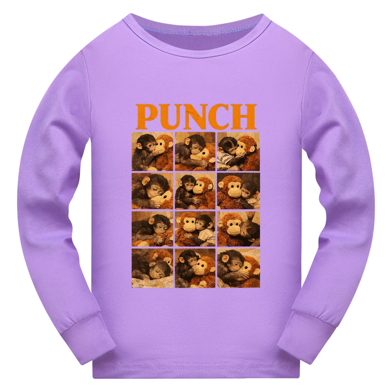 Punch Monkey  Long Sleeved T-shirt for Kids Cute Anime Cartoon Tee Spring Autumn Boy Girl Children's Fashion Shirt Birthday Gift