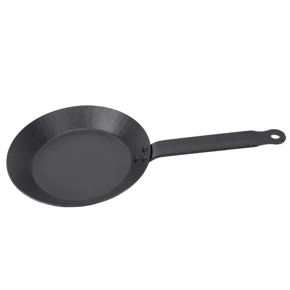 Durable Carbon Steel Frying Pan Black Nonstick Omelette Pan Even Heat Distribution Easy Clean Egg Pan Home Cooking