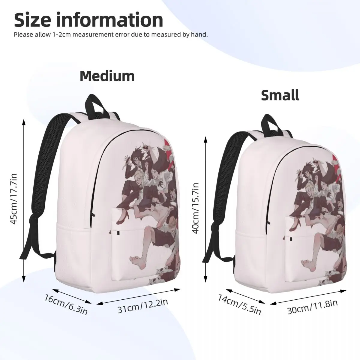 체인소 맨 백팩 스포츠 고등학교 작업 마키마 파워 하야카와 아키 레제 남성 여성용 데이팩 노트북 컴퓨터 숄더백