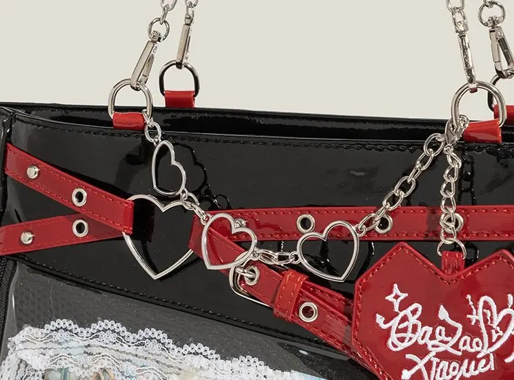 Neue große Kapazität Hot Girl Pain Bag transparente Schmerzschicht Herzschlag Flugbahn Umhängetasche Liebe Kette Umhängetasche – Detail 15