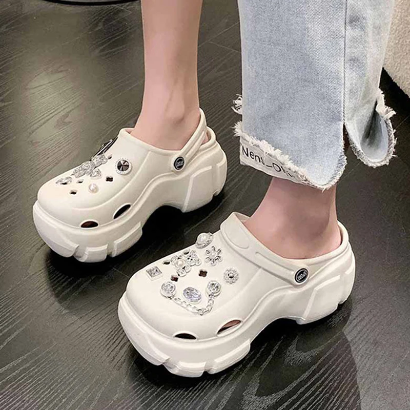 Women Slippers 6CM High Platform Garden Fashion Clogs Shoes Outdoor Women Slippers Thick Sole Quality Summer Sandals For Girls