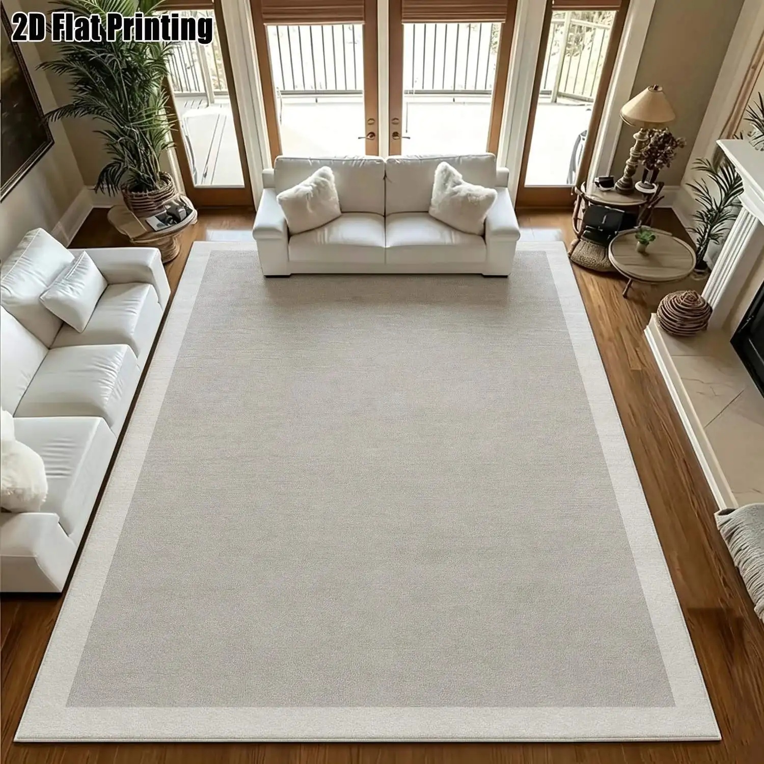 1Pc 2D Printed Carpet: Light Gray Plain Nordic/Instagram Style, Modern Simple Geometric Striped European Carpet, Machine Washable, Multi-Size Home Decor for Entrance, Dining, Foyer, Living Room & Bedroom Floor Mat