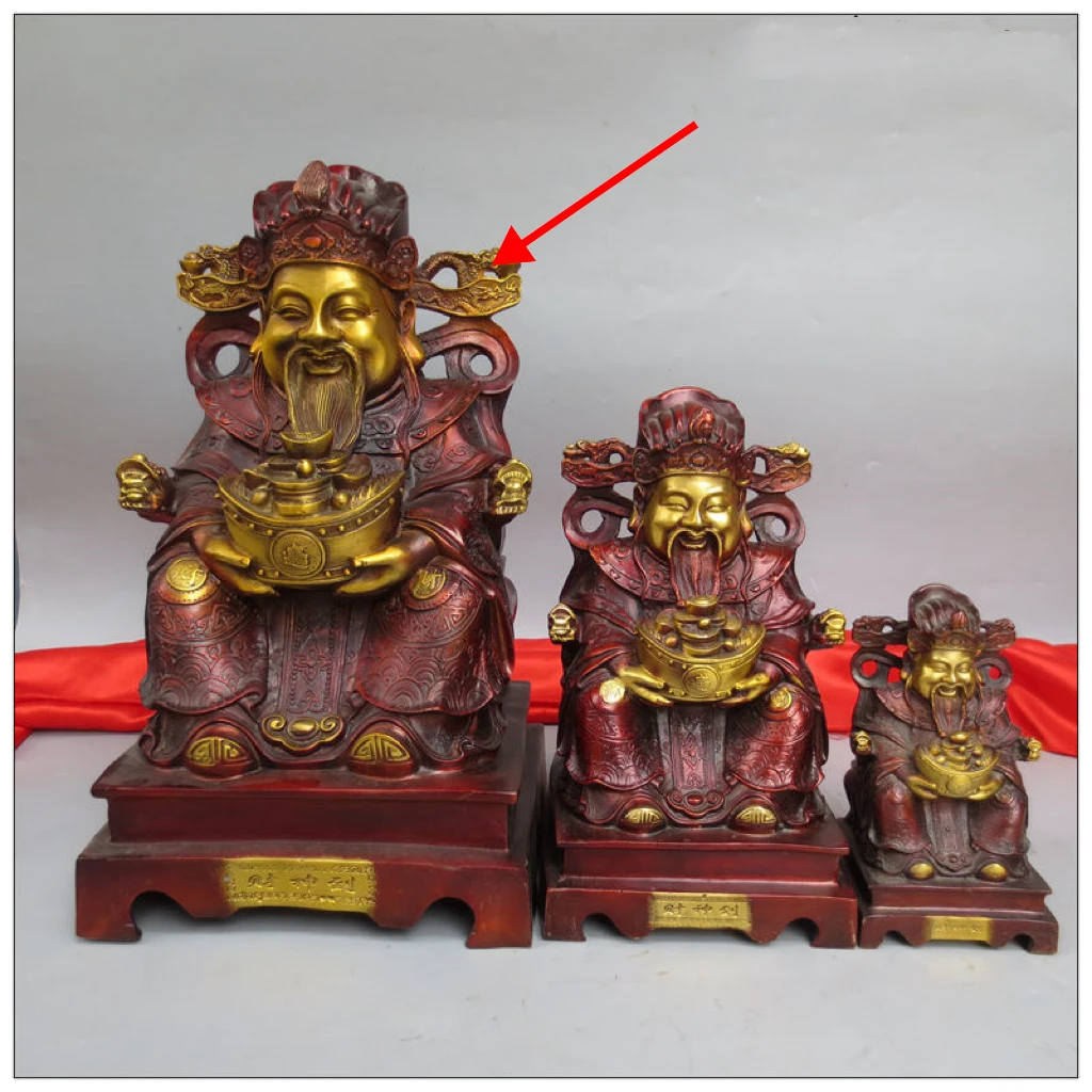 41cm large HOME Family Recruit wealth God of buddha CAI SHEN COPPER Sculpture statue Efficacious 50% OFF