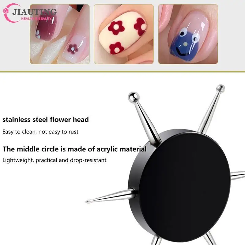 1pc 6 Kopf Nail Art Punkt ier werkzeuge Scheibe Nagel bohrer Nagel werkzeuge Punkt lackier werkzeuge Nagel punkt bohr stift kreisförmiges Punkt ier werkzeug