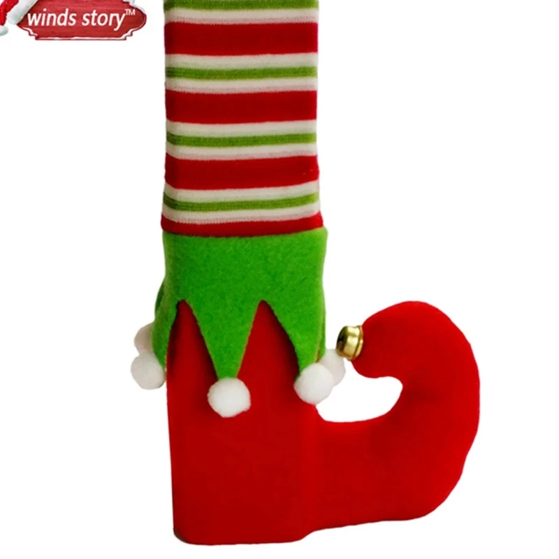 Funda para pata elfo a rayas verdes y rojas, fundas para base silla, mangas para silla, envío directo Navidad