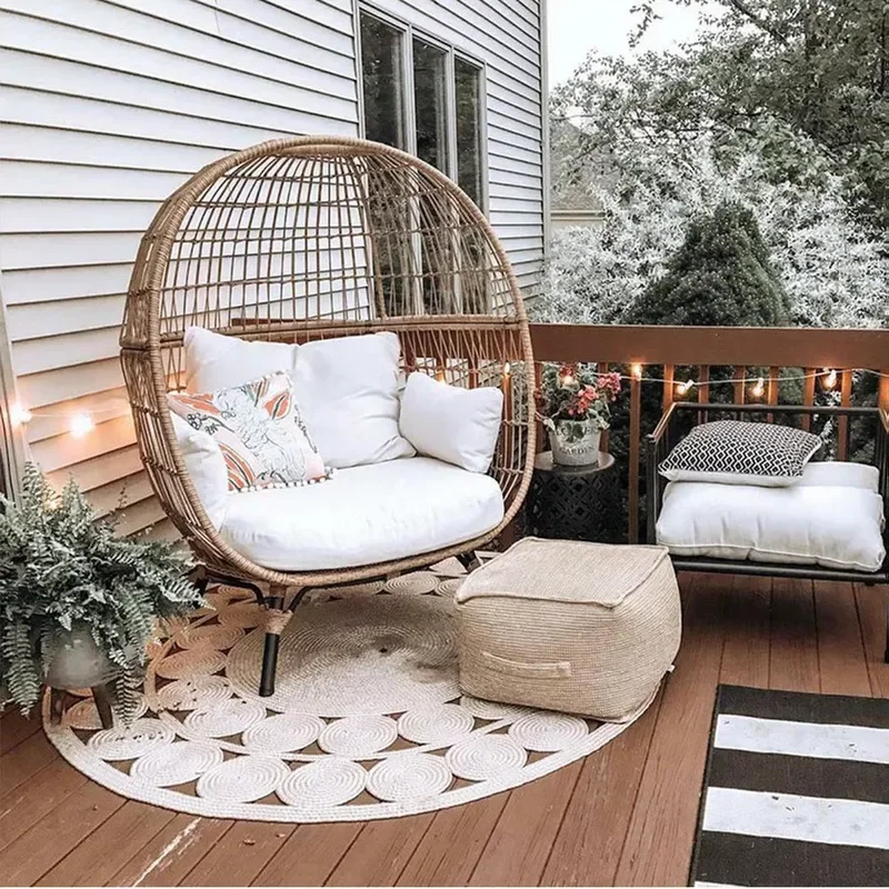 Round Rattan Outdoor Sofa Bird Nest Chair for Garden Villa Courtyard Patio Homestay Leisure Furniture