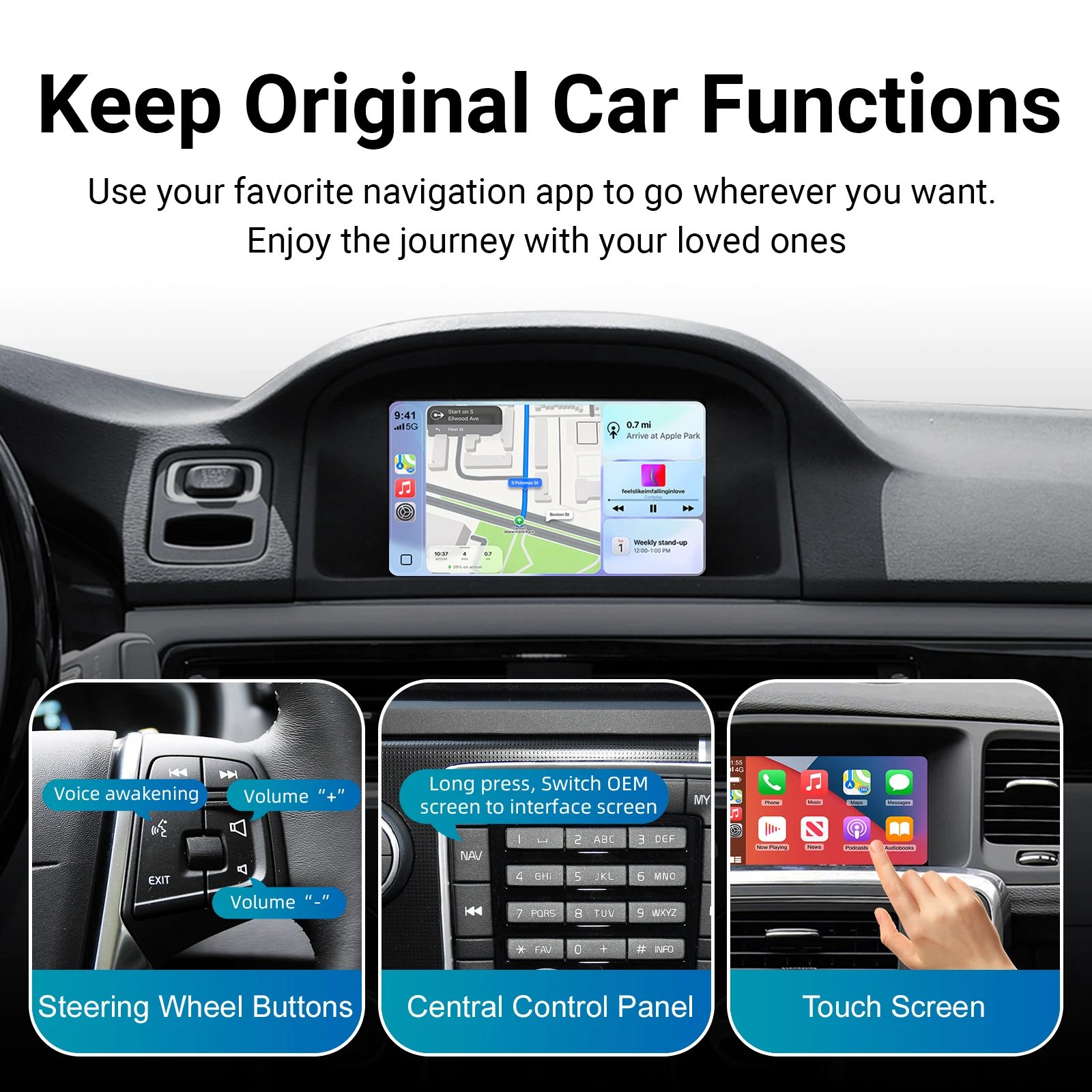 OEM Scherm Upgrade Decoder Box Interface CarPlay Android Auto Retrofit Kit voor Volvo V40 V60 S S60 XC60 V70 XC70 S80 2010-2015 - afbeelding 2
