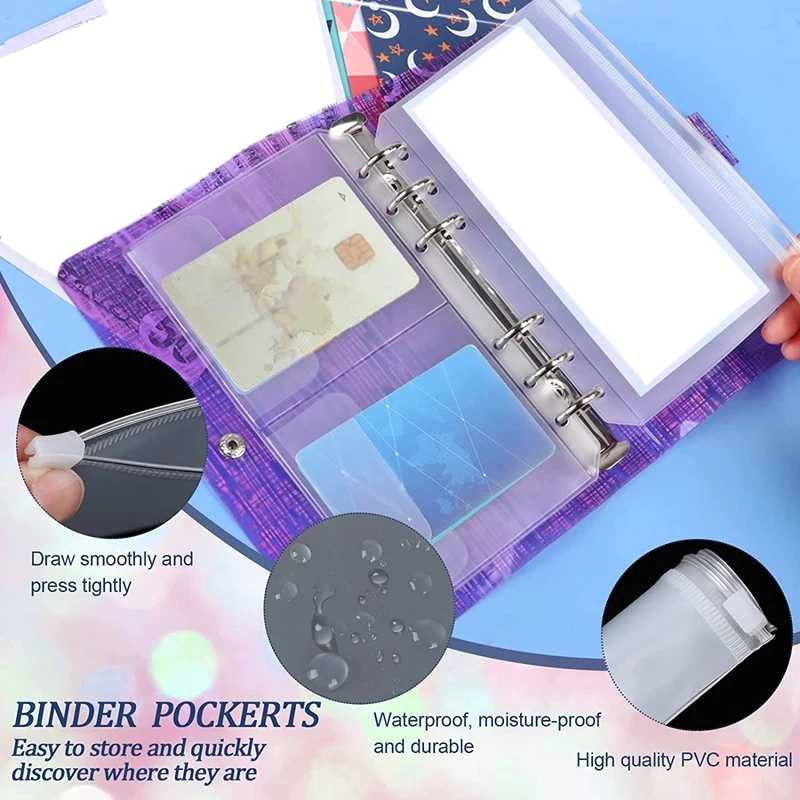 56-delig Cash Budget Envelope-systeem inclusief A6 Budget PVC Binder Cover 12 budgetvellen, labelstickers, opbergzakken