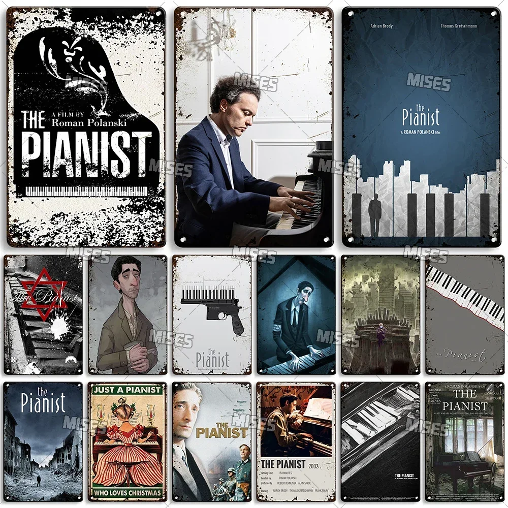 

MISES Классический фильм Пианист Металлический плакат Настенная пластина Металлическая жестяная вывеска Ретро Металлическая вывеска Паб Студия Настенный декор Знаки Металлическая табличка