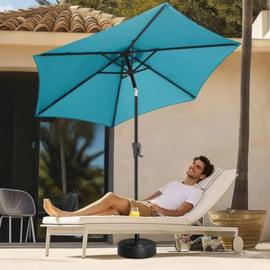 Patio Umbrella - Outdoor Umbrella with Push Button Tilt and Crank for UV Protection, Table Market Umbrella for Garden, Deck, Ba