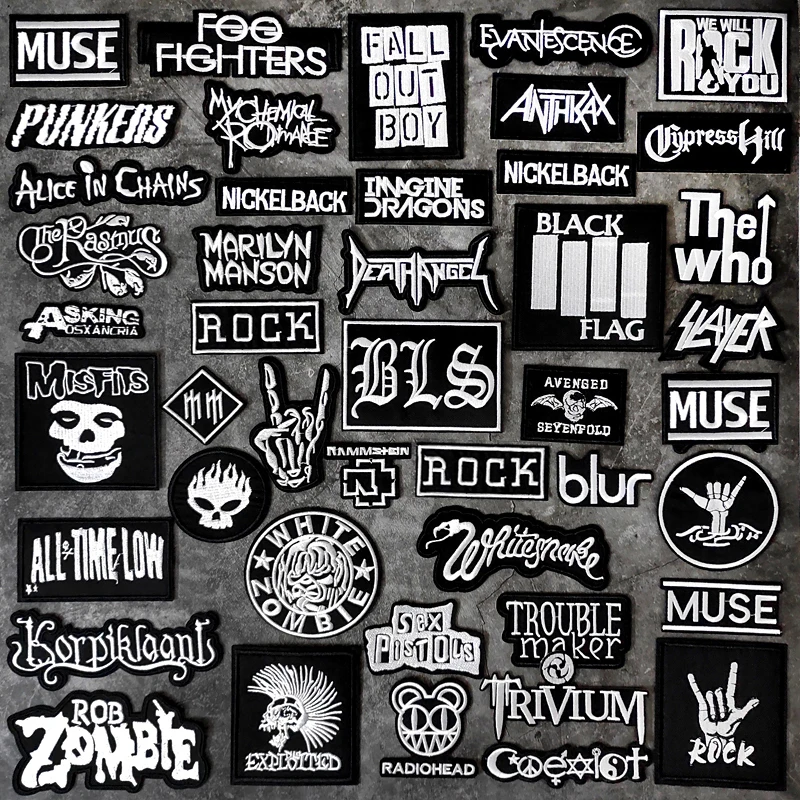 BAND DIY Embroidery Patch Applique Clothes Ironing Sewing Supplies Decorative Patches PUNK ROCK METAL MUSIC