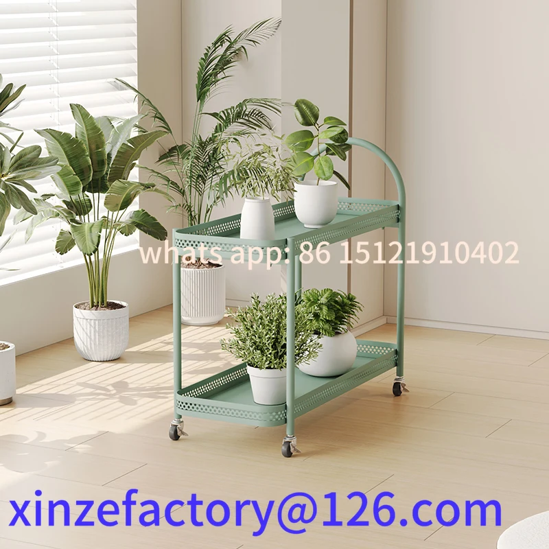 Customizable Minimalist Iron Flower Pot Stand  Movable  Planter Rack  Easy-Clean Rolling Shelf