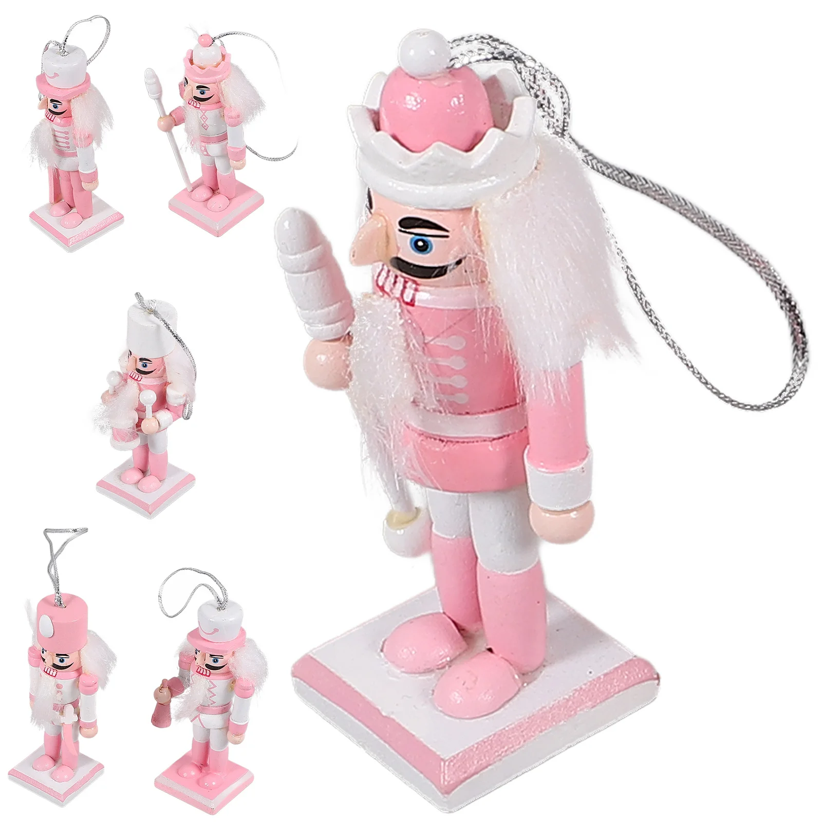 

6Pcs Nutcracker Wooden Soldier Christmas Decoration Hand Painted Festival Tabletop Ornament Holiday Home Decor