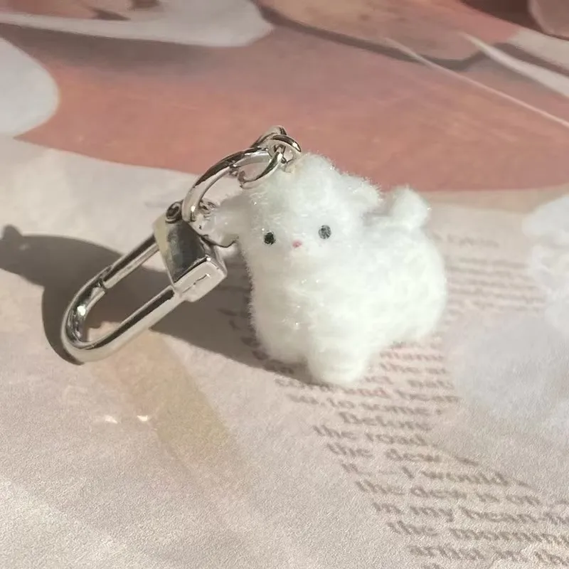 

3D Flocking Animal Keychain - Cute Alpaca Capybara Goose Plush Charm, Backpack Clip & Phone Accessory Gift decoración
