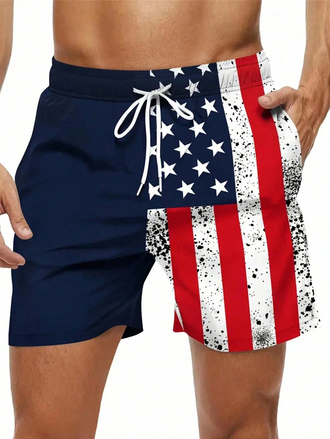 

Hot Selling Top American Star Pattern Beach Shorts, Men Casual Short Pants Holiday Daily Seaside Wear Outdoor Leisure Activities