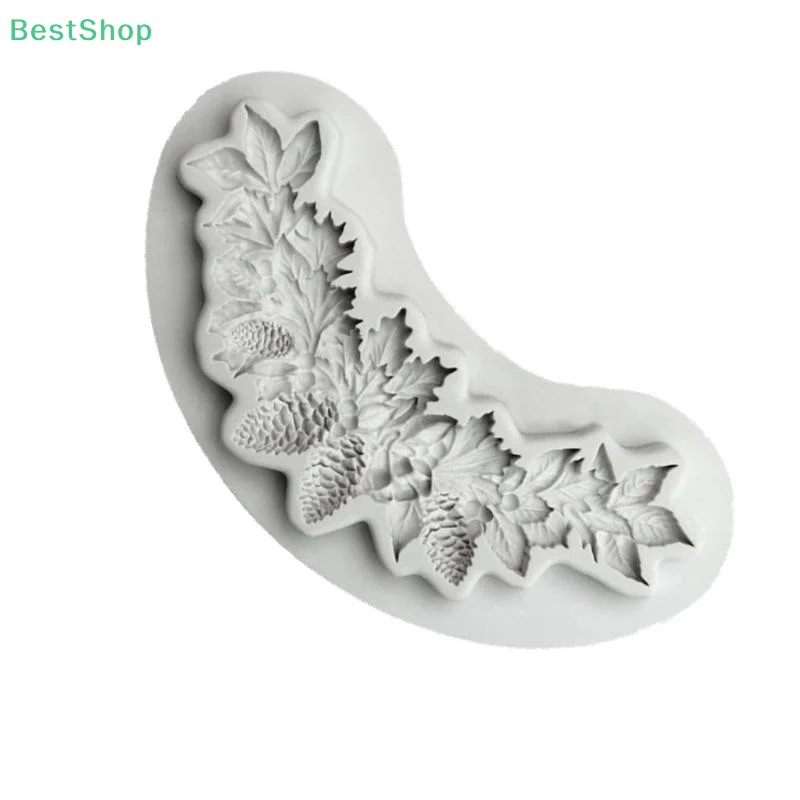 Christmas Silicone Mold Pinecone Fondant Cake Decoration Silicone Mold Hand Made Decorating Leaves Chocolate Candy Kitchenware