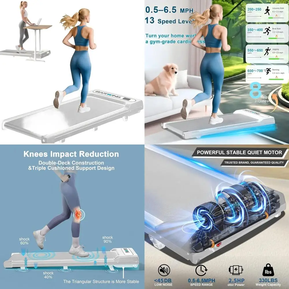 

Adjustable 8.5MPH Walking Desk Pad, 3.5HP 13% Incline Under Desk Treadmill, 350LBS+ Capacity Wider Incline Walking Pad for Tall