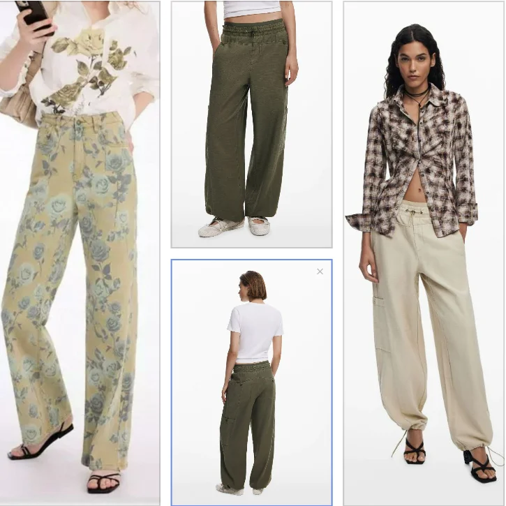 

Spanish export single, multi-pocket, elastic waist, elastic heel, loose women's casual workwear pants