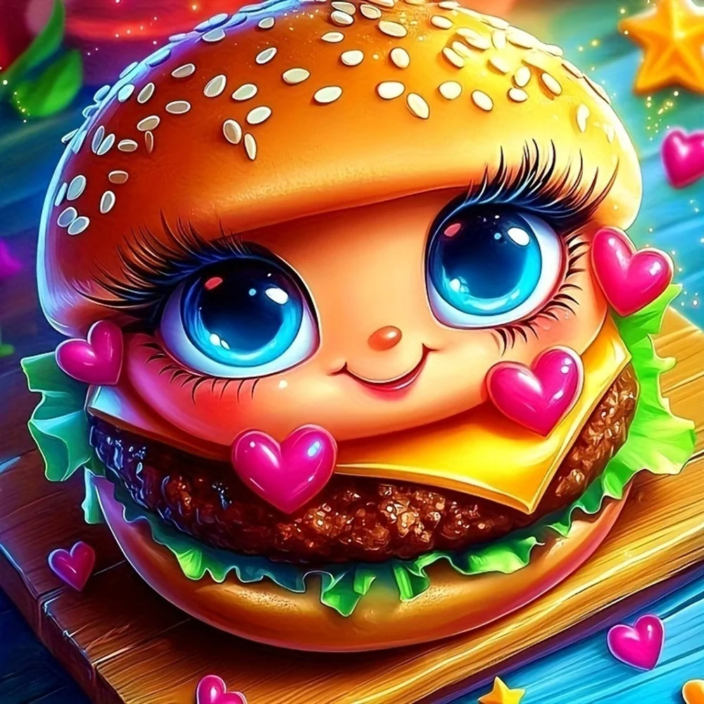 EverShine Diamant Mosaik Hamburger Stickerei Cartoon DIY 5D Vollbohrer Diamant Kunst Malerei Kit Essen Neuheiten Home Decor