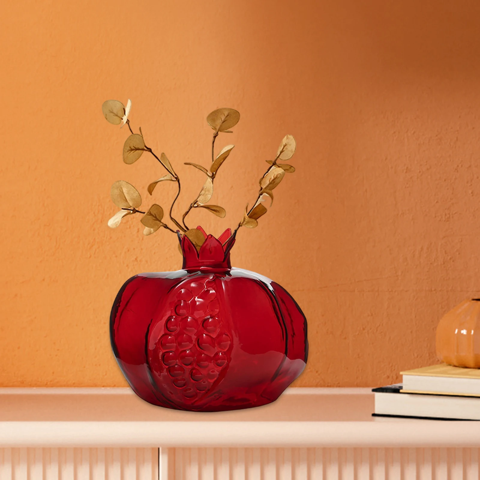 Simple Vintage Pomegranate Glass Vase Photo Prop Centerpieces Flowerpot Elegant Art for Desk Wedding Home Garden Decorative