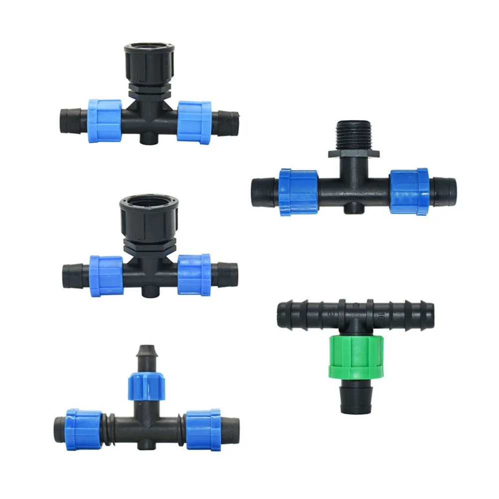Złączki do taśma kroplująca nawadniającego 16mm nakrętka zabezpieczająca rozdzielacz wody Tee 1/2 gwint nawadniania kropelkowego zawór złącze rury