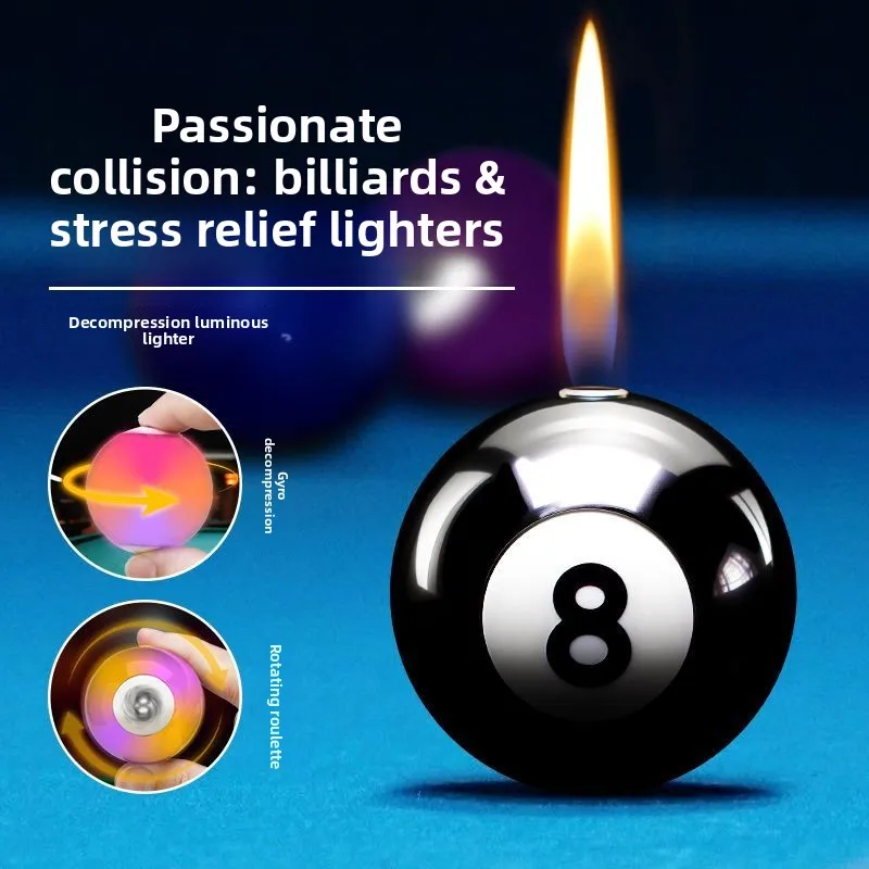 Gyroscopic Lighter Billiard Air Pump Lighter Keychains Trendy Creativefor Boyfriend Gift NO GAS 1pcs Smoking Cigarette Accessory